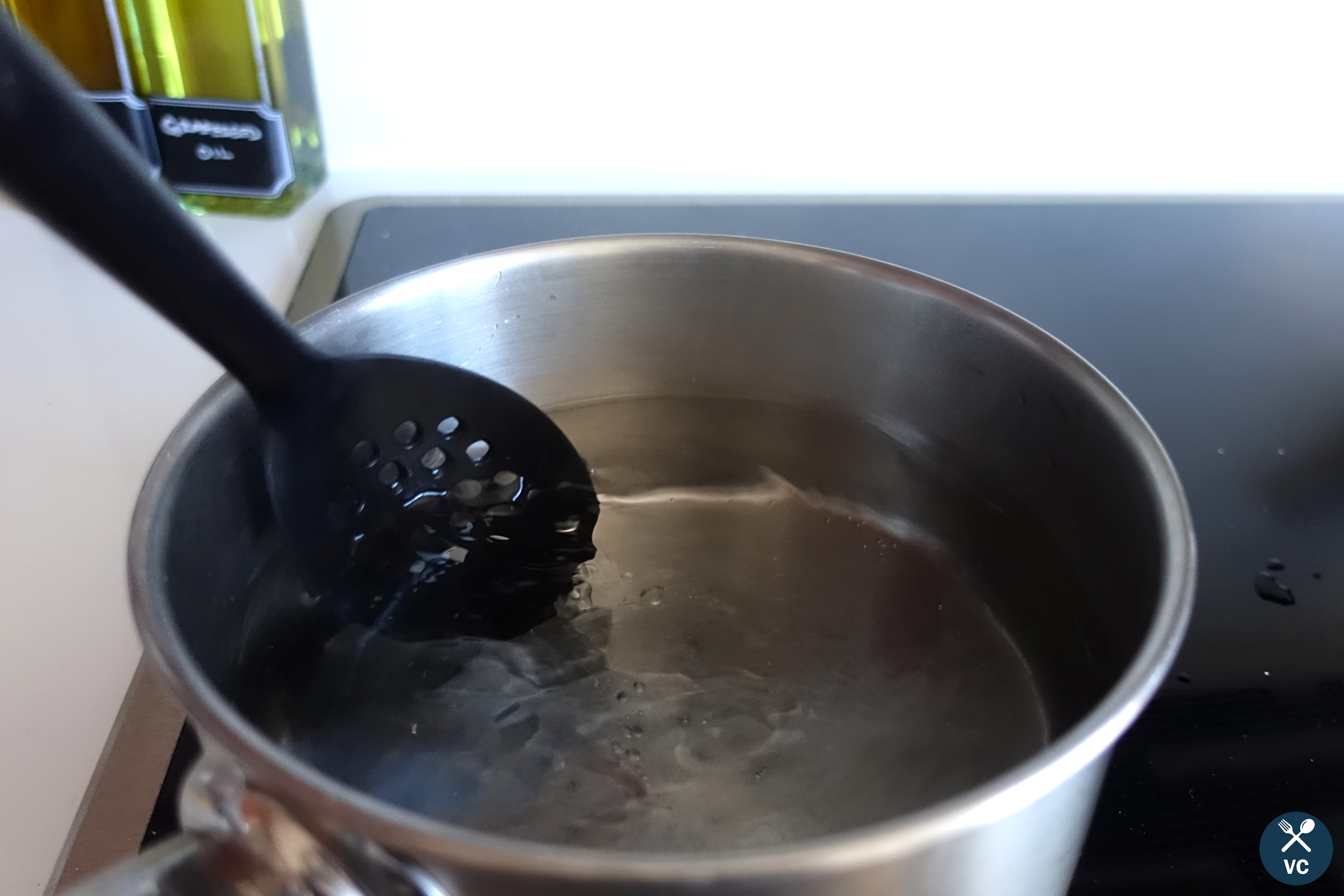 Swirling water in advance of poaching an egg (VC in the Kitchen)