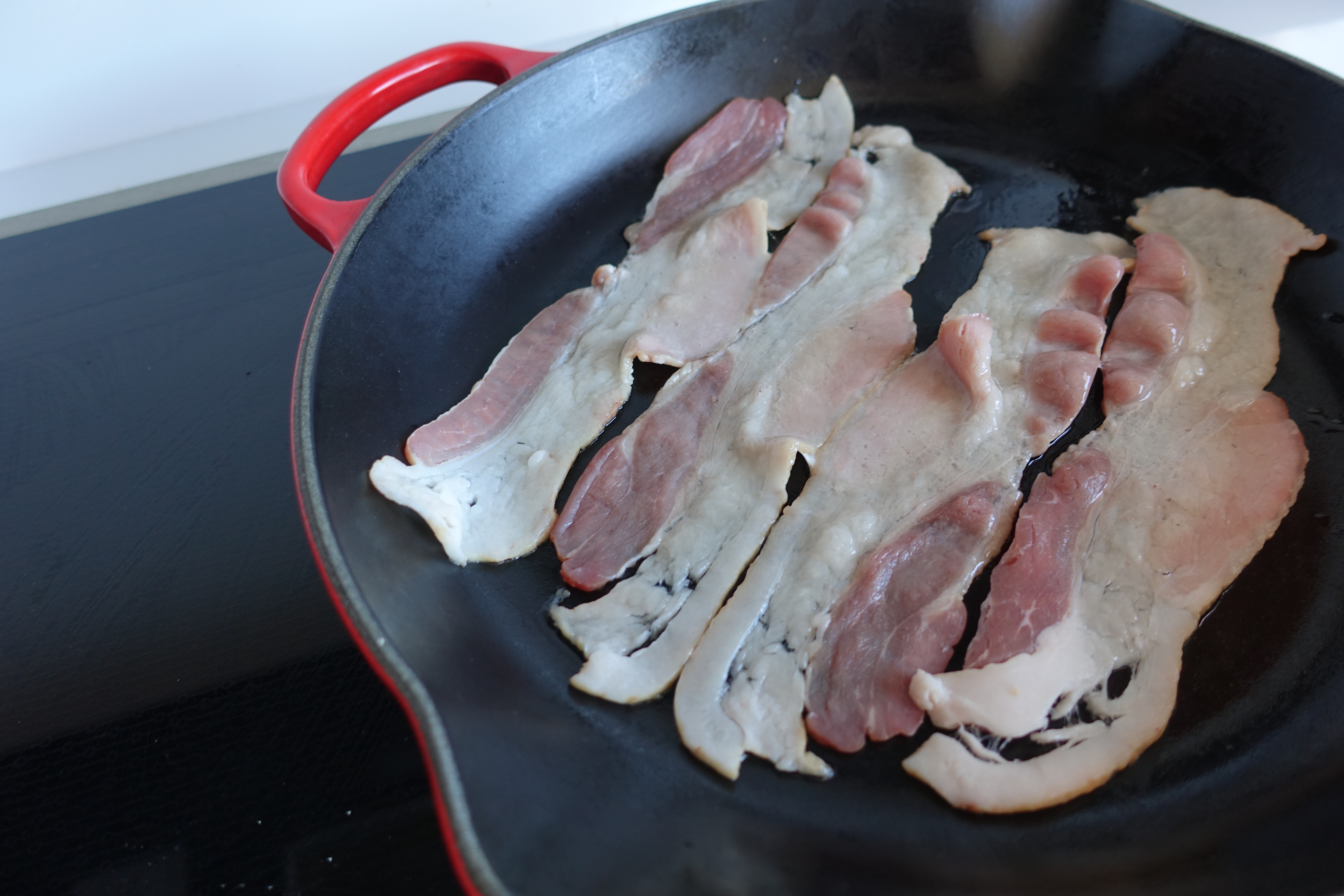 bacon for the open faced breakfast sandwich