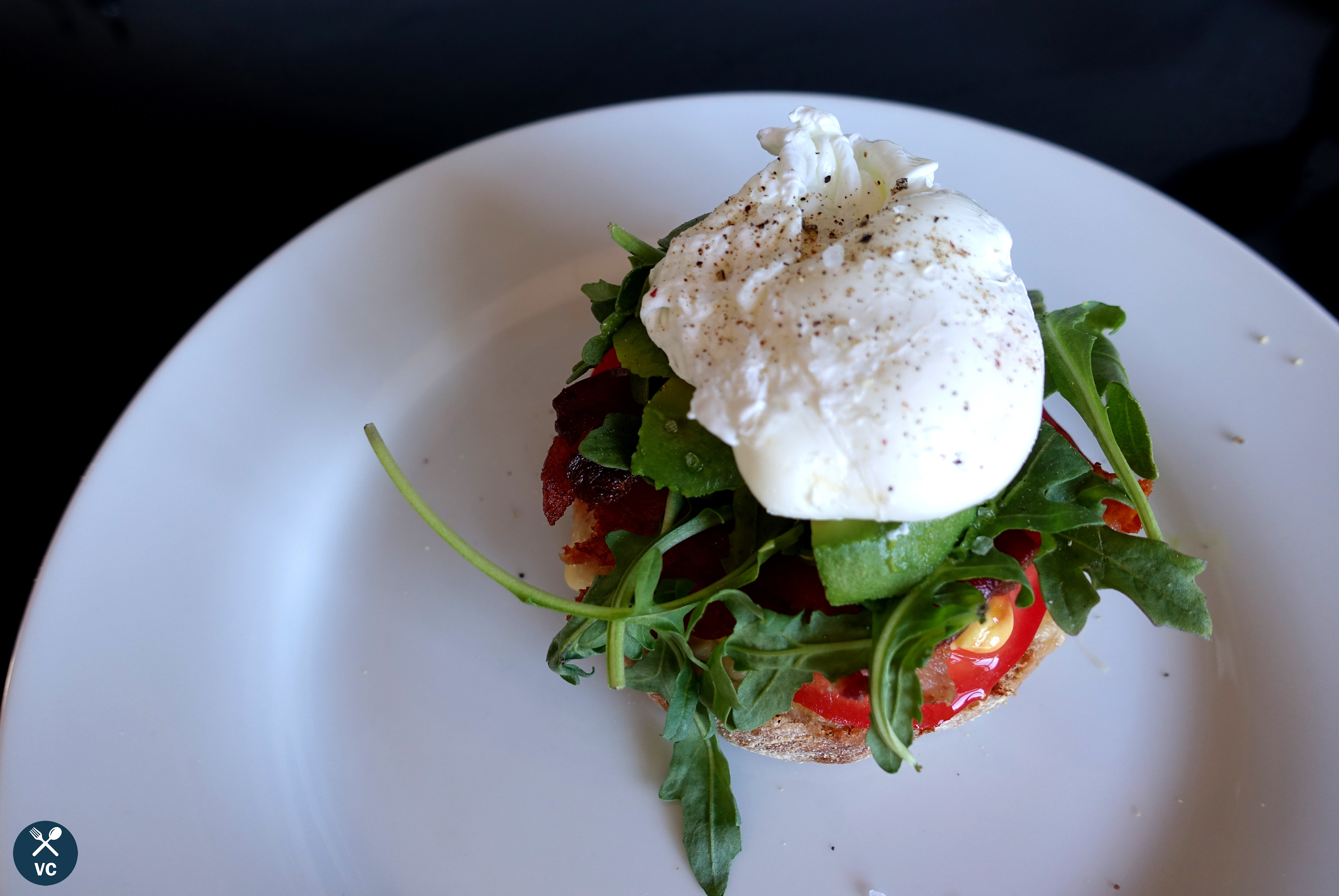 Open Faced Breakfast Sandwich with Poached Eggs (VC in the Kitchen)