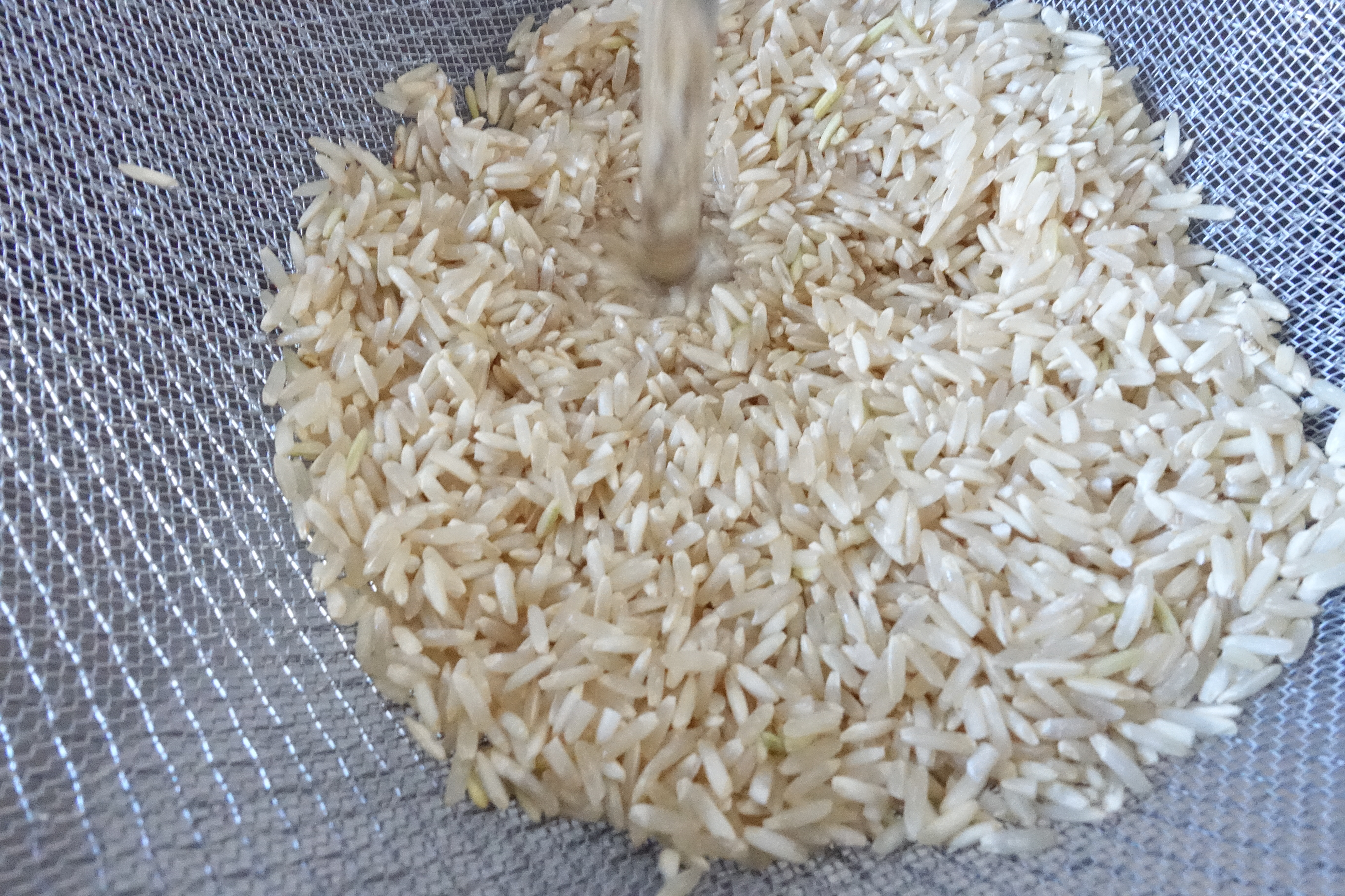 rinsing long grain brown rice