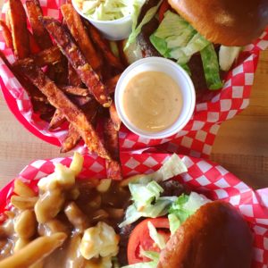 Burgers at Crossing Cafeteria, Saskatchewan Crossing, Lake Louise, Alberta