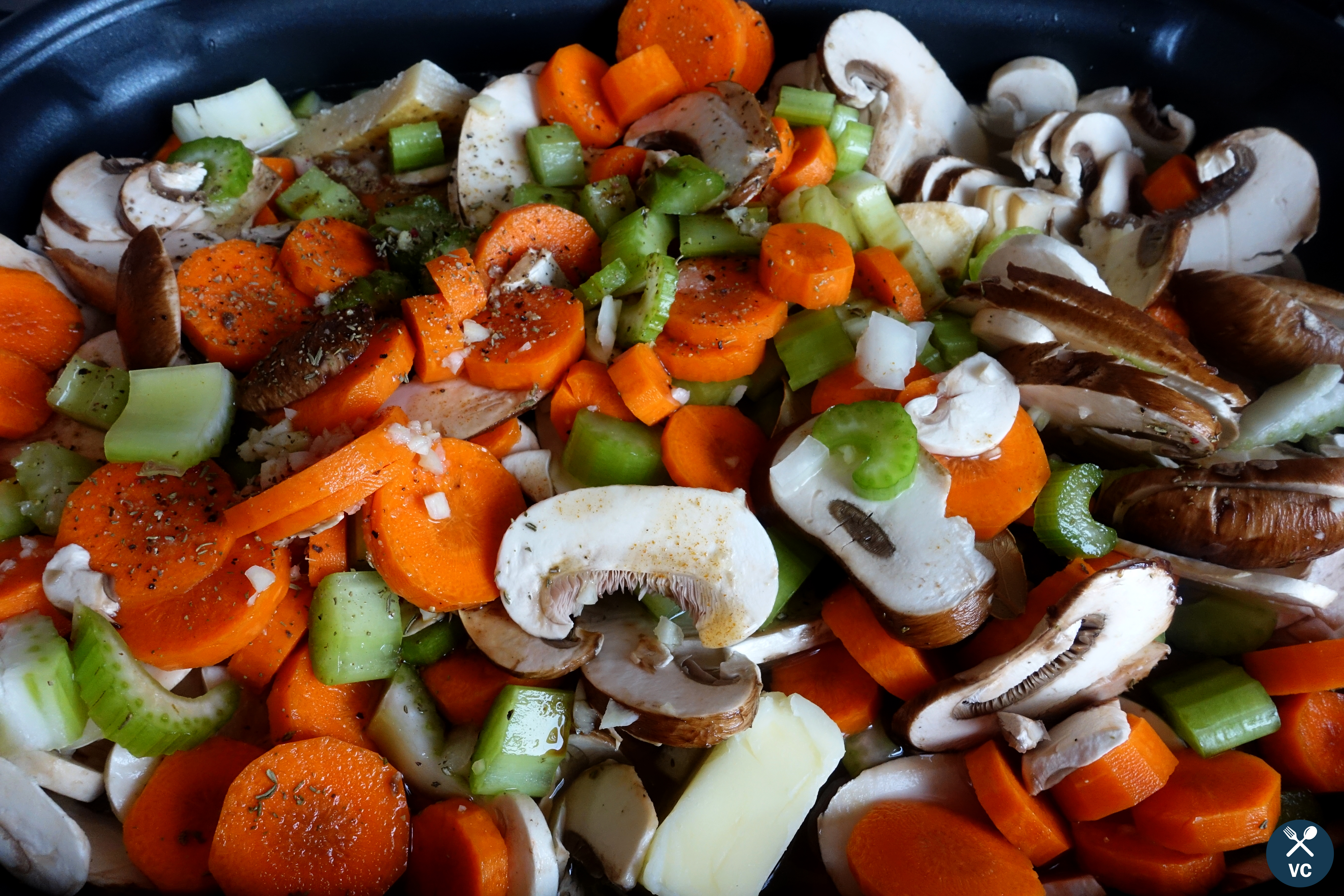 Chopped ingredients for Slow Cooker Chicken Noodle Soup