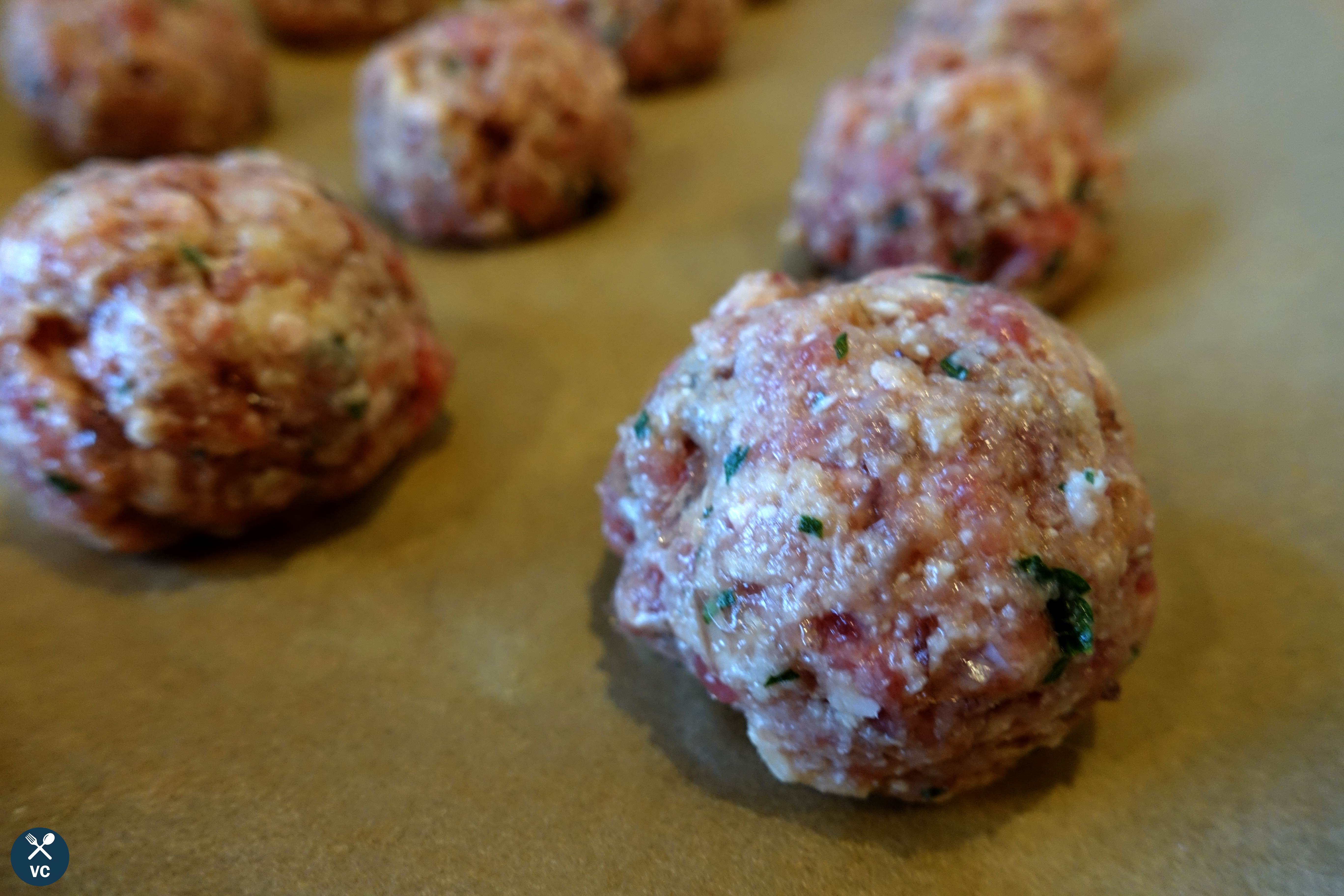 Juicy and tender meatballs waiting to go into the oven (VCintheKitchen)