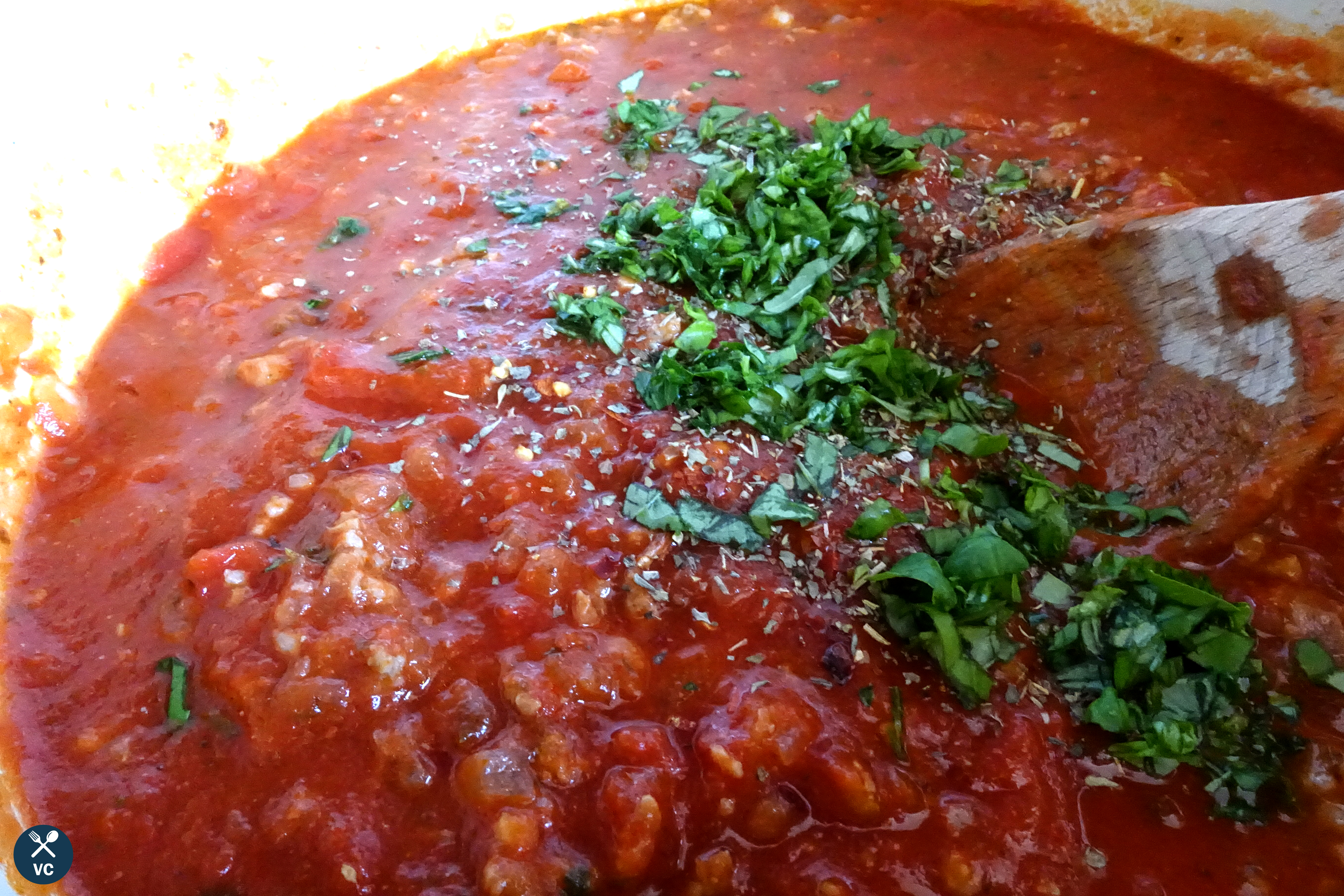 Sauce for baked ziti with sausage (VC in the Kitchen)