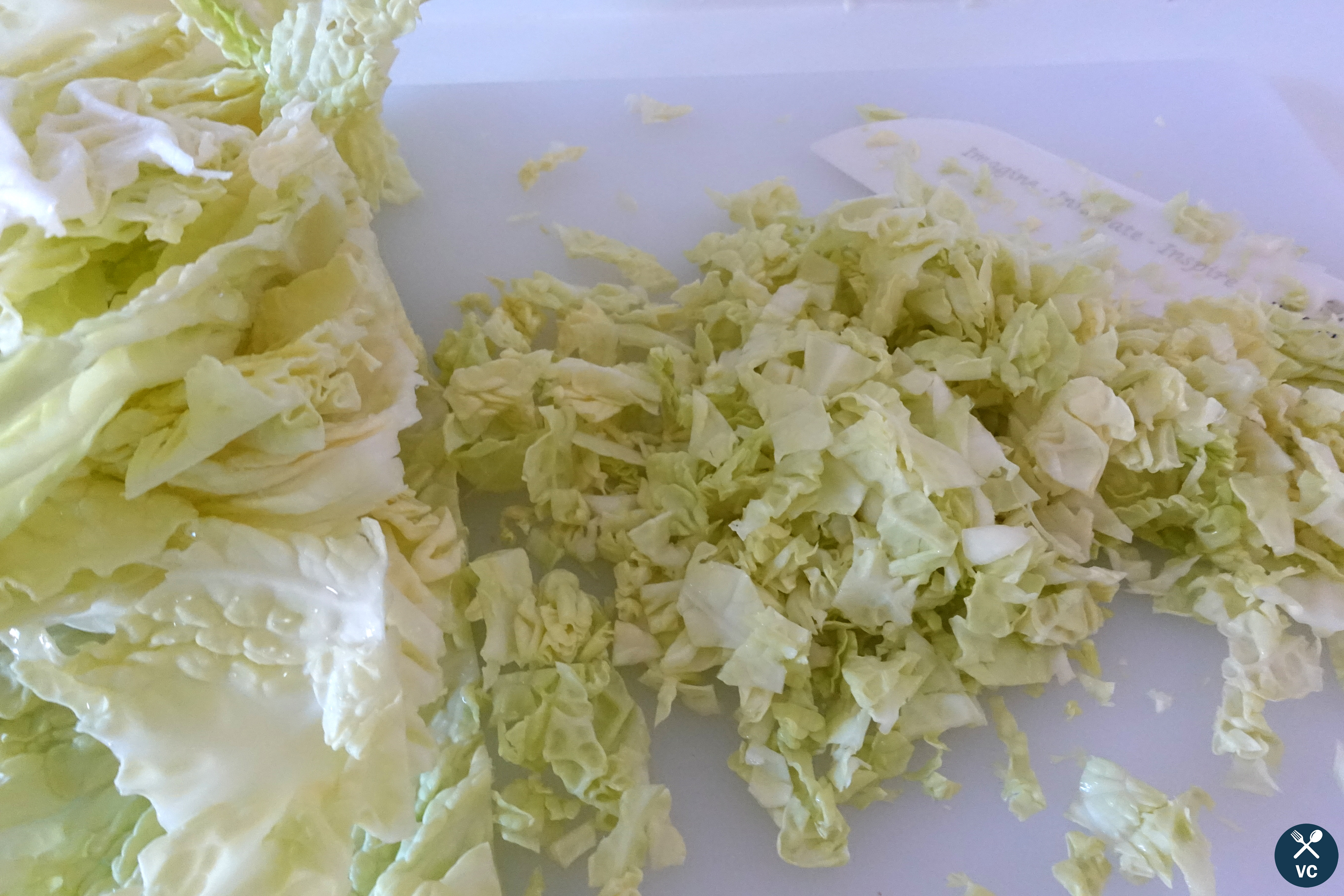 Napa cabbage for Asian pork dumplings (VCintheKitchen)