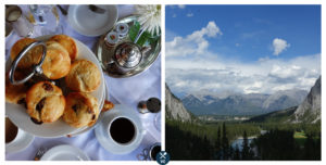 Afternoon tea at Rundle Lounge in Fairmont Banff Springs, Banff, Alberta